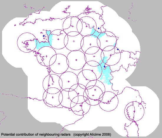 Le potentiel maximum de mesure du rseau de radars ARAMIS + radars trangers